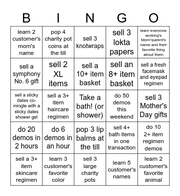 Mother's Day / Eid / UPT / Conversion Bingo Card