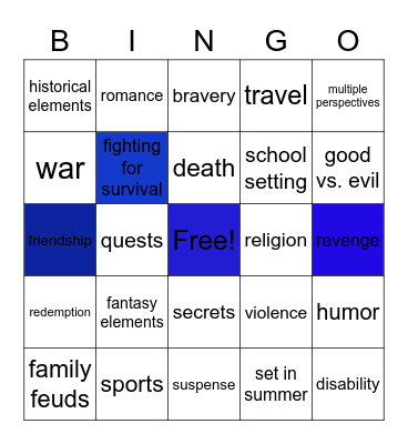 Book Club Bingo Card