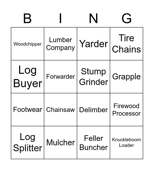 Shelterwood Bingo Card
