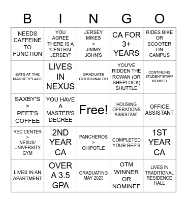 RLUH BINGO! Bingo Card