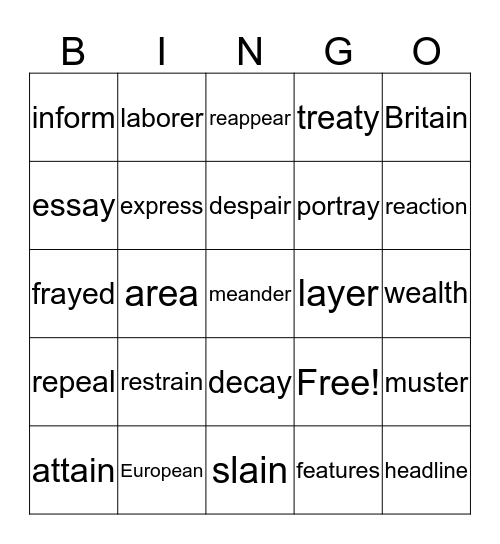 NVL Week 16 Bingo Card