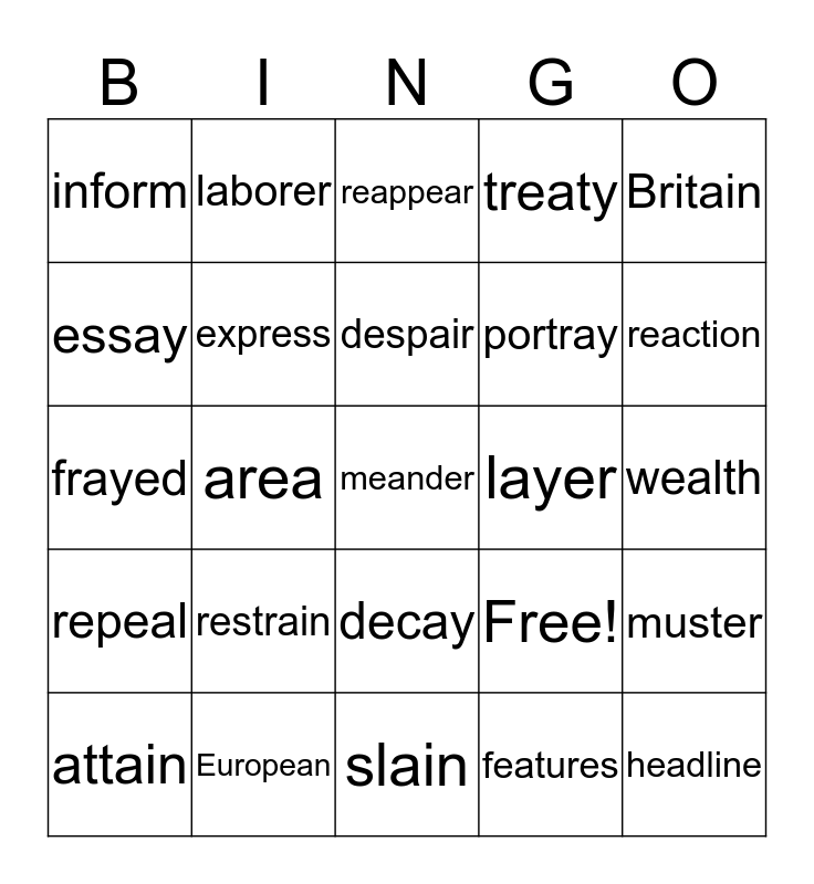 NVL Week 16 Bingo Card