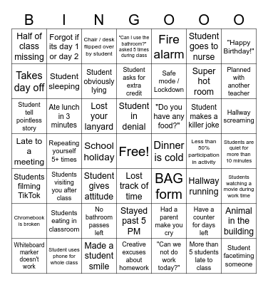 End of Year Teacher Bingo! Bingo Card