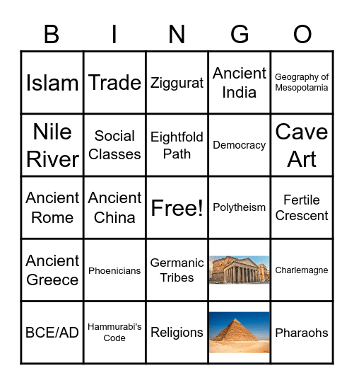 Ancient Civilizations Bingo Card