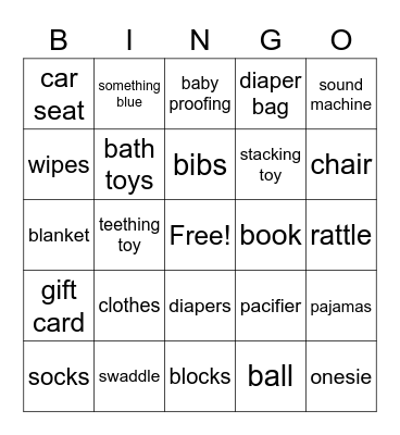 BABY SHOWER GIFT BINGO Card