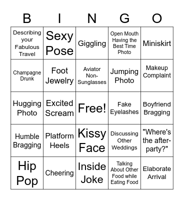 Wedding Bimbo Bingo Card