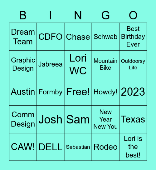 Lori's Birthday Bingo Card