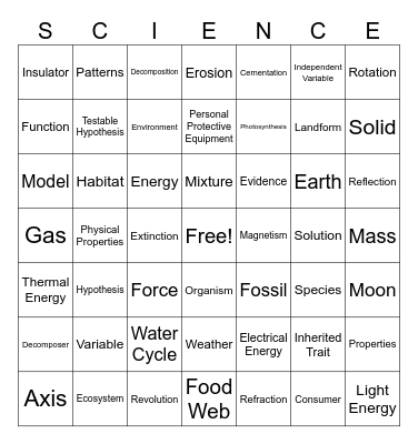 Science Bingo Card