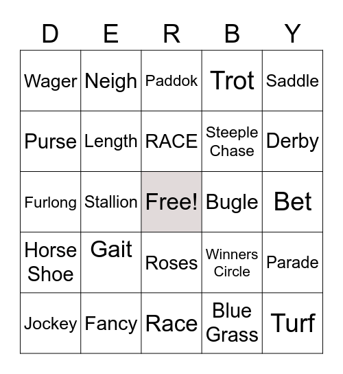 KENTUCKY DERBY Bingo Card