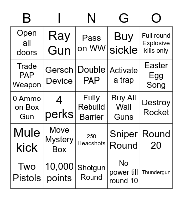 Ascension Bingo Card
