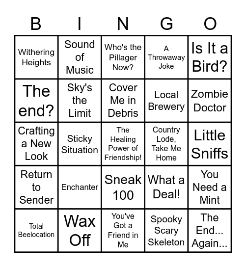 PICEKCRAFT S3 BINGO Card