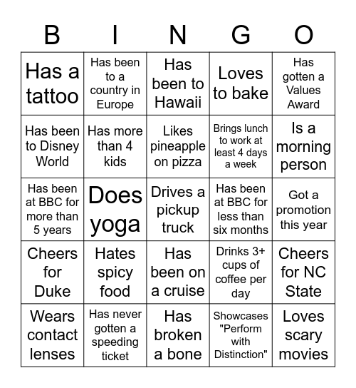 > PEOPLE BINGO < Bingo Card