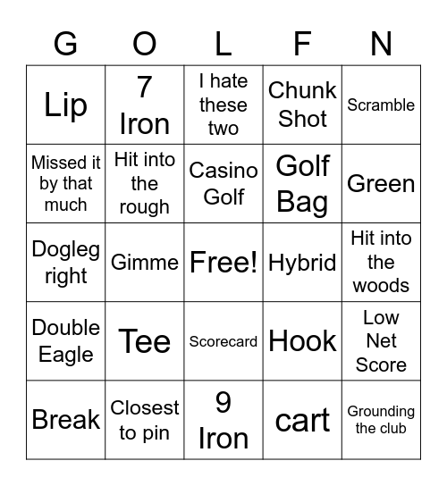 LVW GOLF CLUB BINGO Card