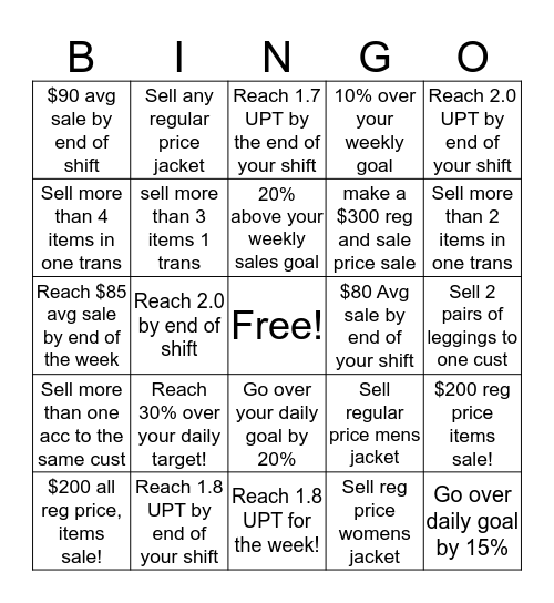 Bench Bingo! Bingo Card