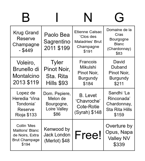 1 COUNT BINGO Card