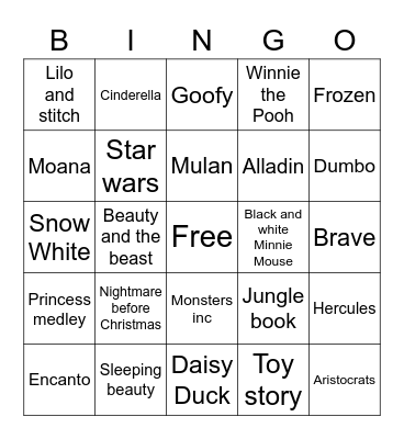 Backpack Bingo Card