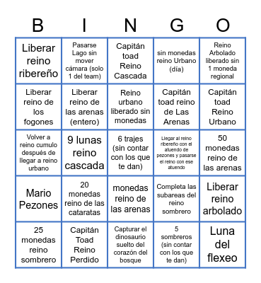 Bingo del Super Mario Odiseas Bingo Card