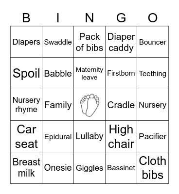 Baby Shower Bingo Card