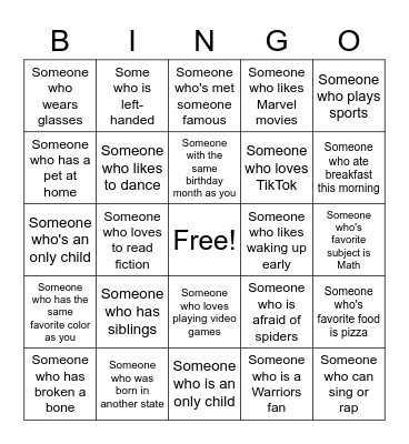 Human Bingo Card