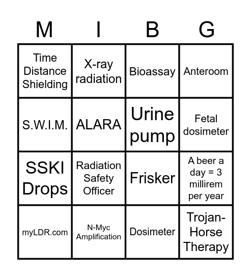 MIBG Bingo! Bingo Card