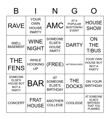 BLACKOUT BINGO Card