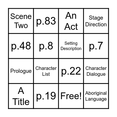 Script Scavenger Hunt Bingo Card