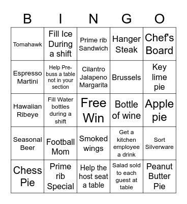 Server Bingo Card