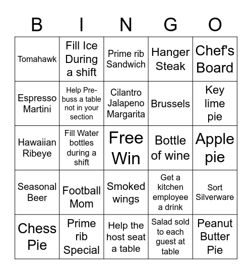 Server Bingo Card