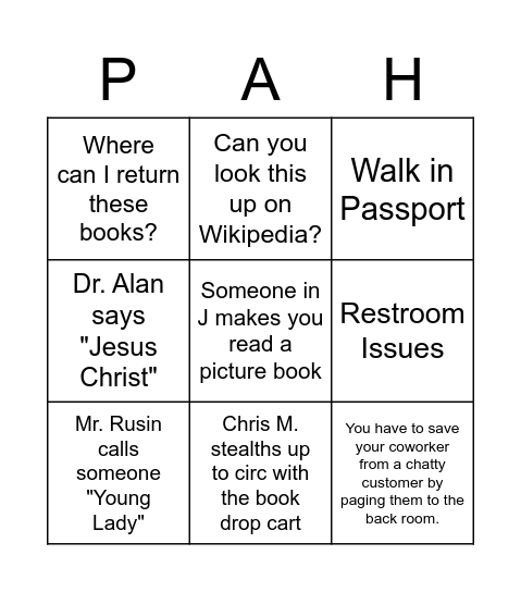 Week Three Bingo Card