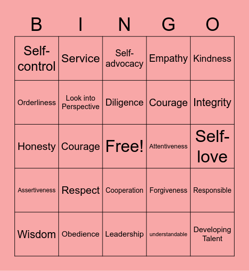 Personal Characteristic Bingo Card