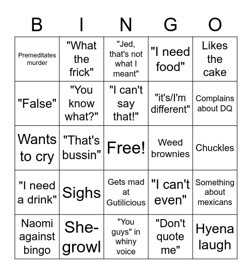 Naynay Bingo Bae Bingo Card