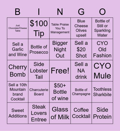 BINGO ( No silver card) 3 People Per Box Bingo Card