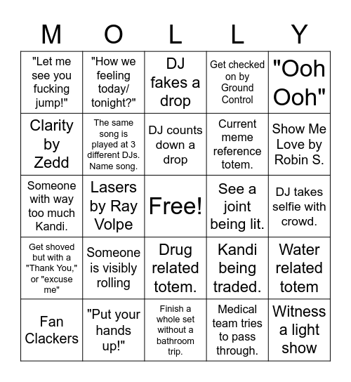 RAVE BINGO Card