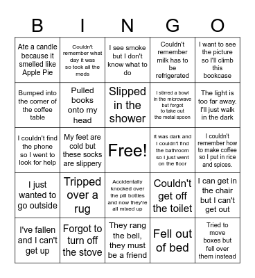 Home Safety Bingo Card