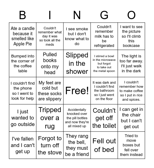 Home Safety Bingo Card