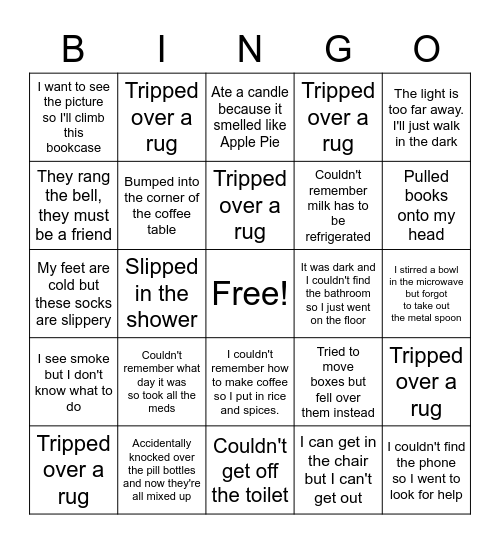 Home Safety Bingo Card