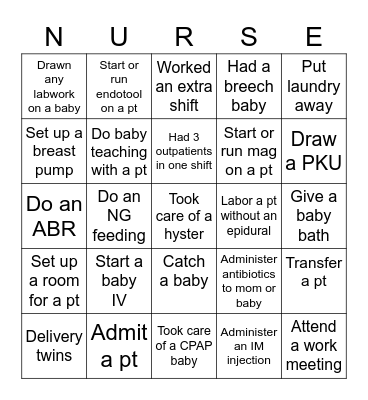 OB Bingo Card! Bingo Card