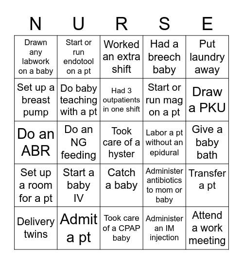 OB Bingo Card! Bingo Card