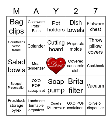 Michael & Holly's Bridal  Shower Bingo Card