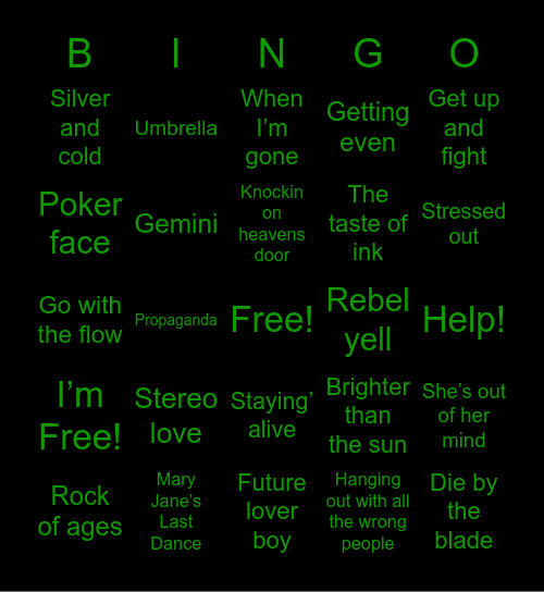 The playlist that was a playlist if a playlist ever playlist’d Bingo Card