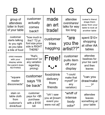 ✧ ARTIST ALLEY BINGO ✧ Bingo Card
