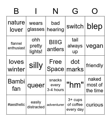 Deer Bingo Card