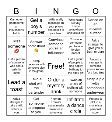 Emma’s BIRTHDAY Bingo Card