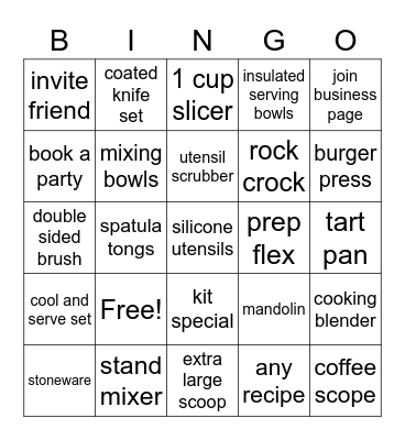 PAMPERED CHEF Bingo Card