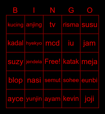 JOJ🍷🌹💄💃🏼 Bingo Card