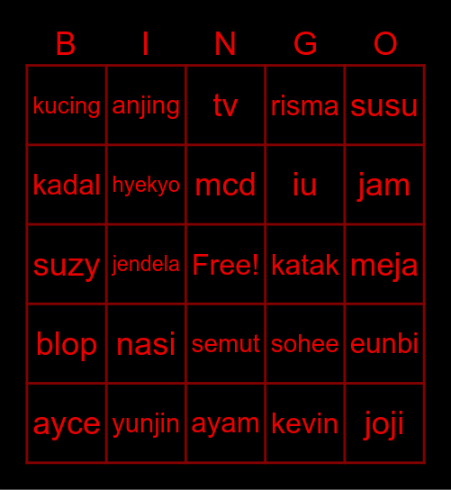 JOJ🍷🌹💄💃🏼 Bingo Card