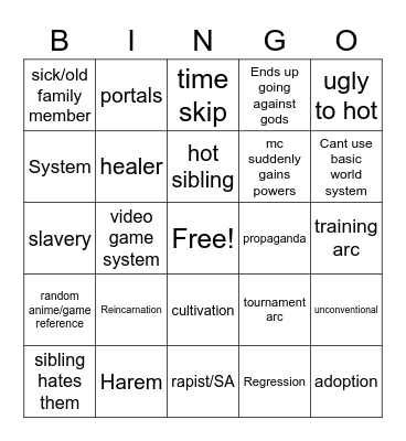 Manhua/Manwha Bingo Card