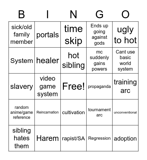 Manhua/Manwha Bingo Card