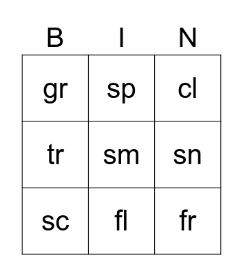 Private and Phonics 1A BINGO Card