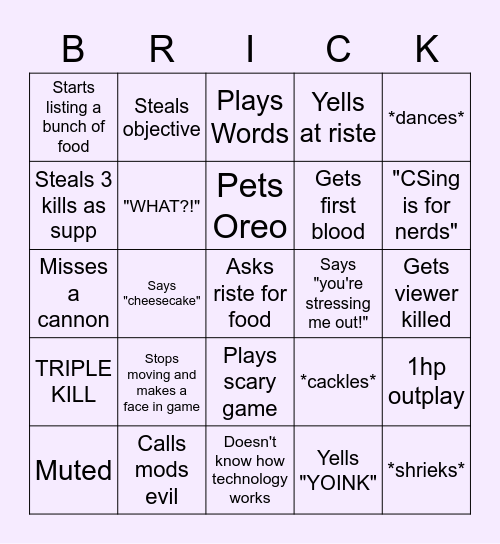 BriikaBingo! Bingo Card
